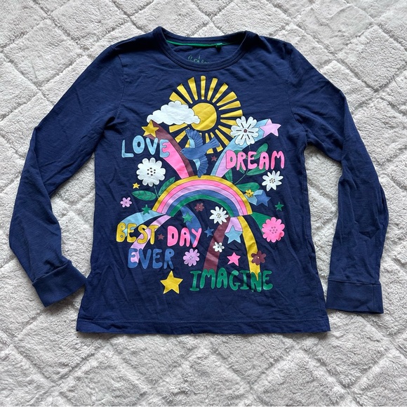 Boden | "Love Dream Imagine Best Day Ever" Long Sleeve Graphic Tee | Size 11-12Y - Picture 1 of 6